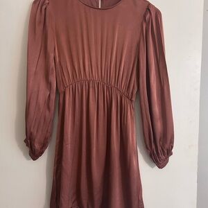 Zara Rust Brown Satin Dress
